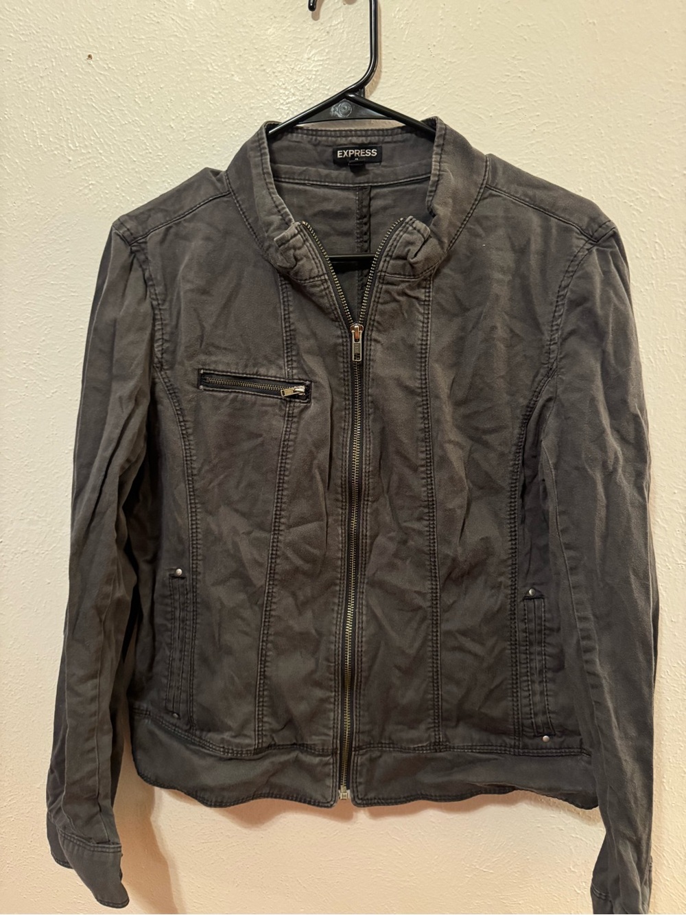 Express Women’s Charcoal Gray Utility Zip Jacket